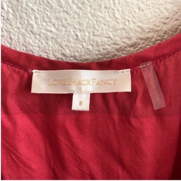 LoveShackFancy Lais Silk Midi Dress Ruby Red - Picture 8 of 10